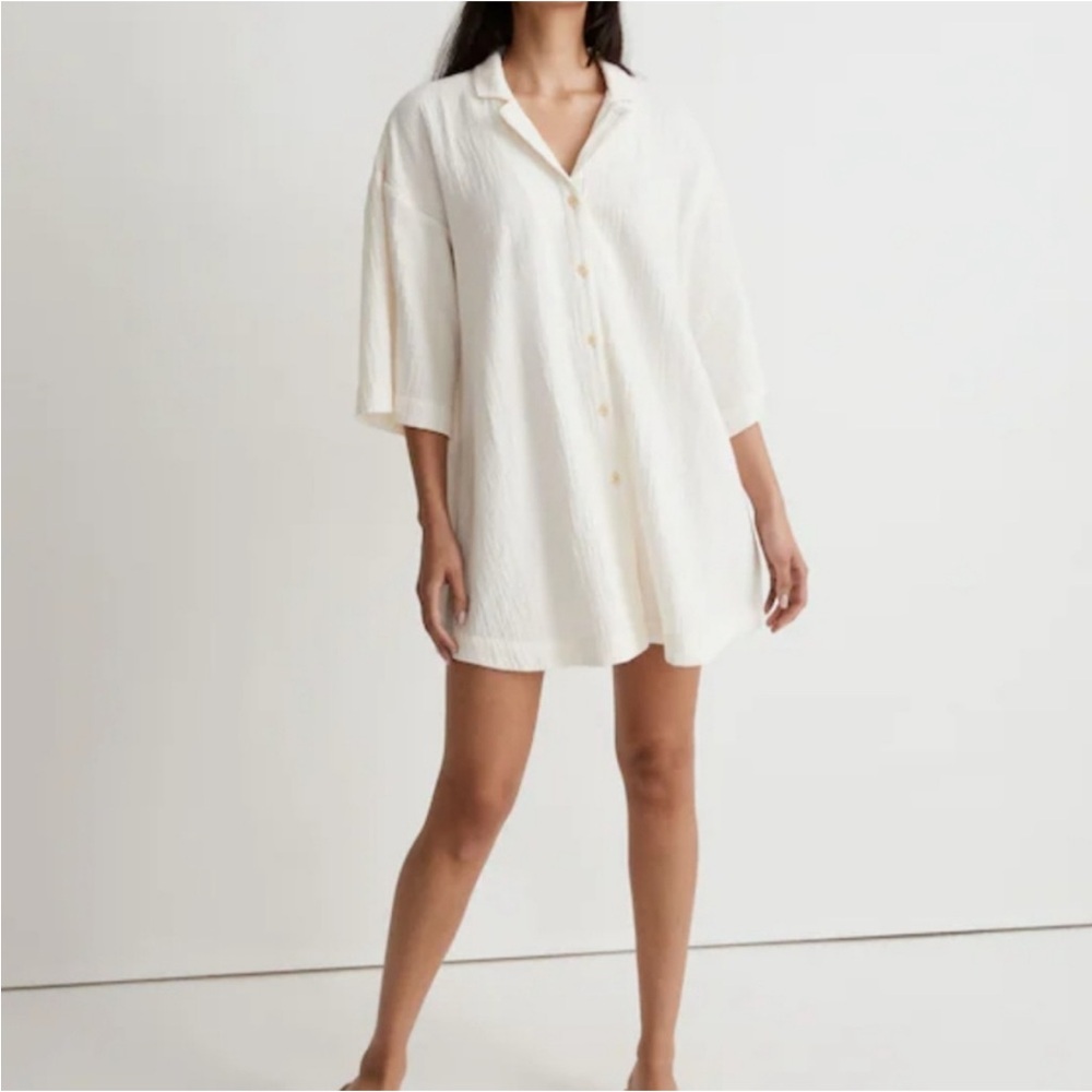 Madewell Crinkle Cotton Cover-up Mini Short Dress